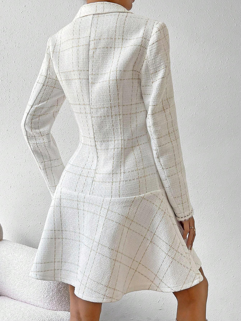 Vestido Junia Luxo Xadrez Trespassado - Tiffani Moda Feminina