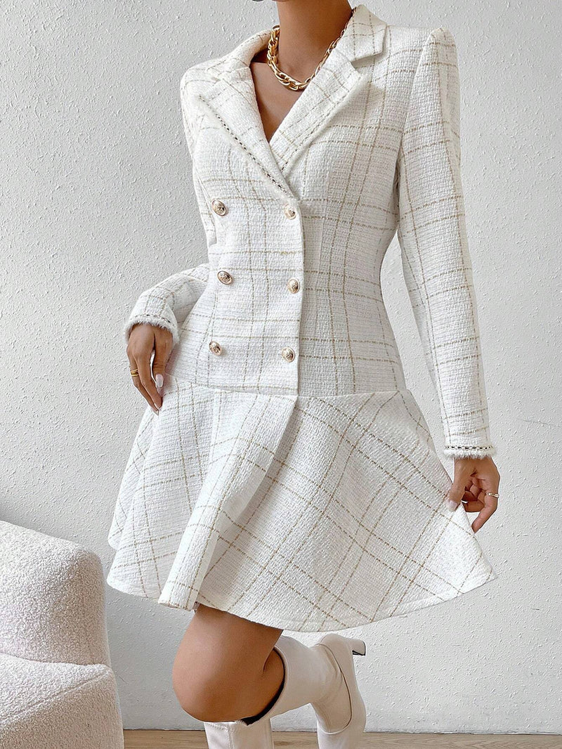 Vestido Junia Luxo Xadrez Trespassado - Tiffani Moda Feminina