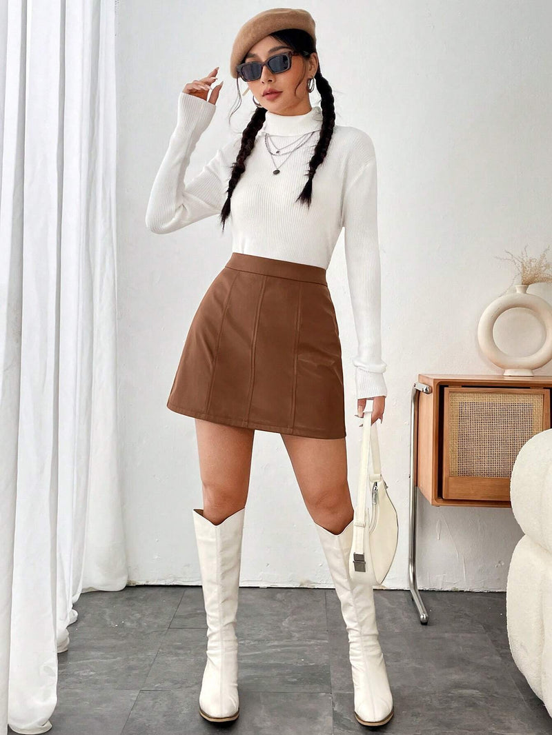 Saia e Arrase Couro Fino - Tiffani Moda Feminina