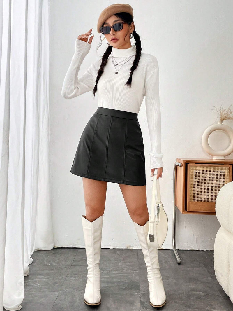 Saia e Arrase Couro Fino - Tiffani Moda Feminina
