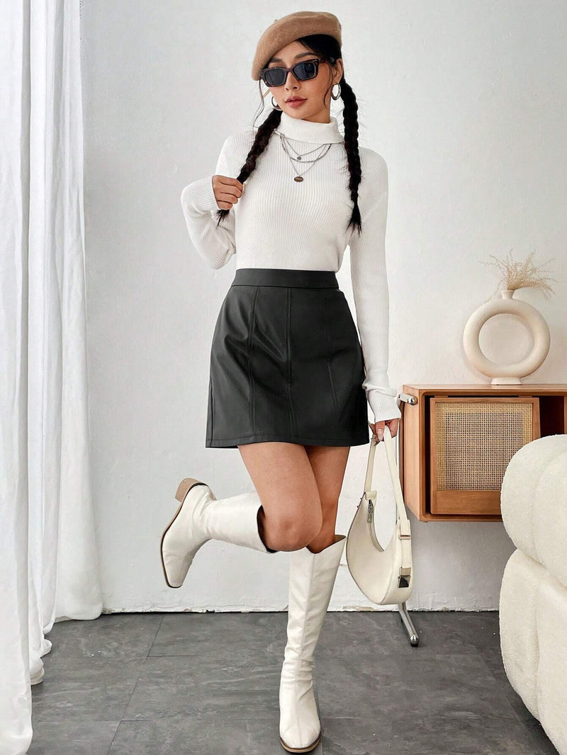 Saia e Arrase Couro Fino - Tiffani Moda Feminina