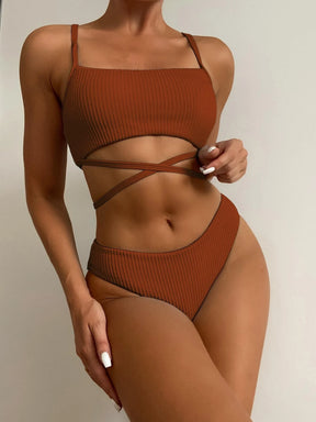 Biquíni Amanda Texturizado Cruzado Amarrar - Tiffani Moda Feminina