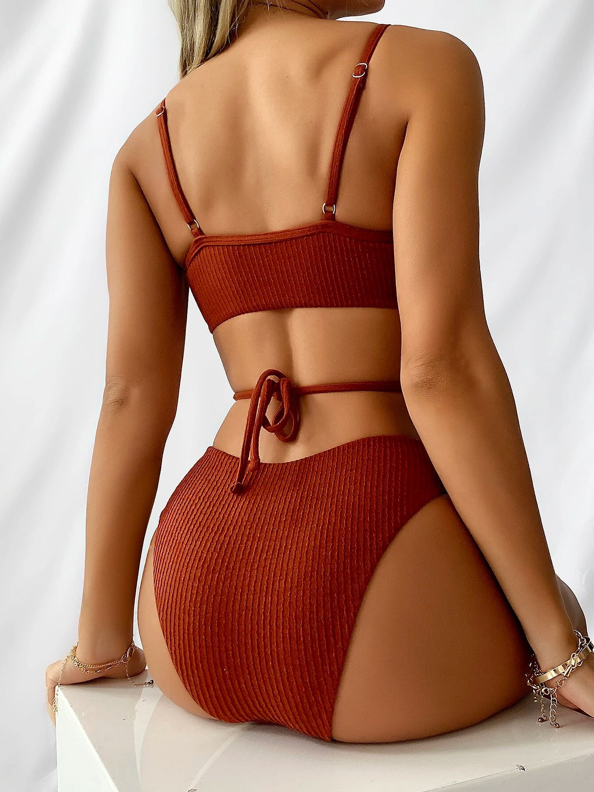 Biquíni Amanda Texturizado Cruzado Amarrar - Tiffani Moda Feminina