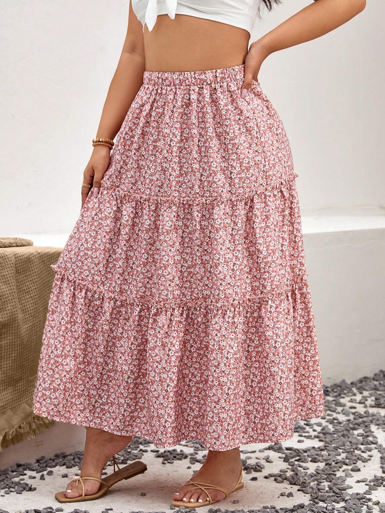 Saias Floral Encantada Plus-Size - Tiffani Moda Feminina