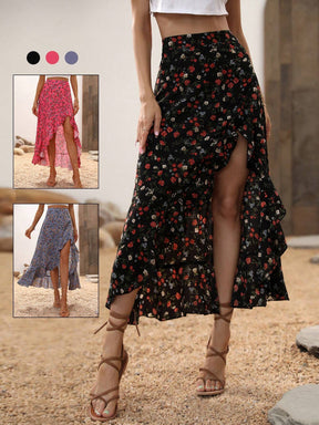 Saia Floral Byan Bainha Assimétrica - Tiffani Moda Feminina