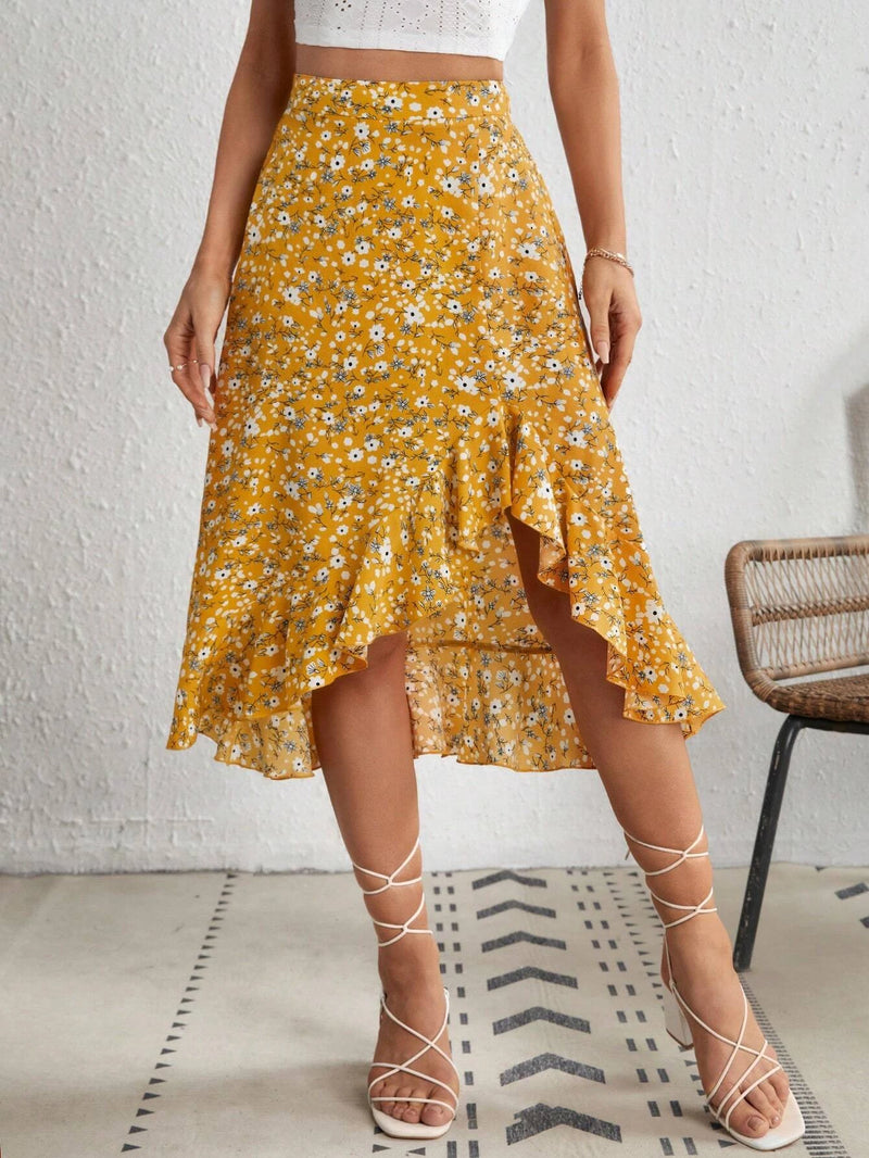 Saia Flor de Cetim - Tiffani Moda Feminina