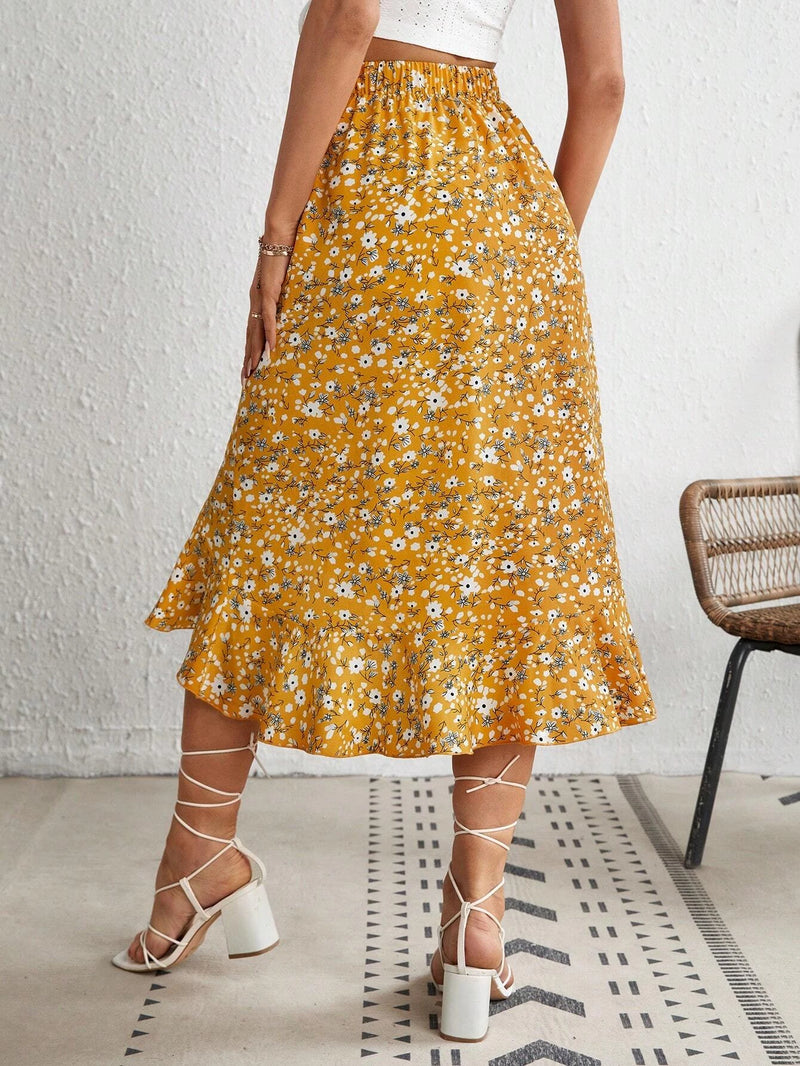 Saia Flor de Cetim - Tiffani Moda Feminina