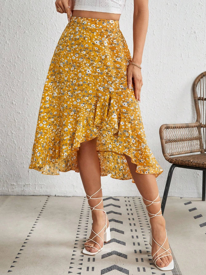 Saia Flor de Cetim - Tiffani Moda Feminina