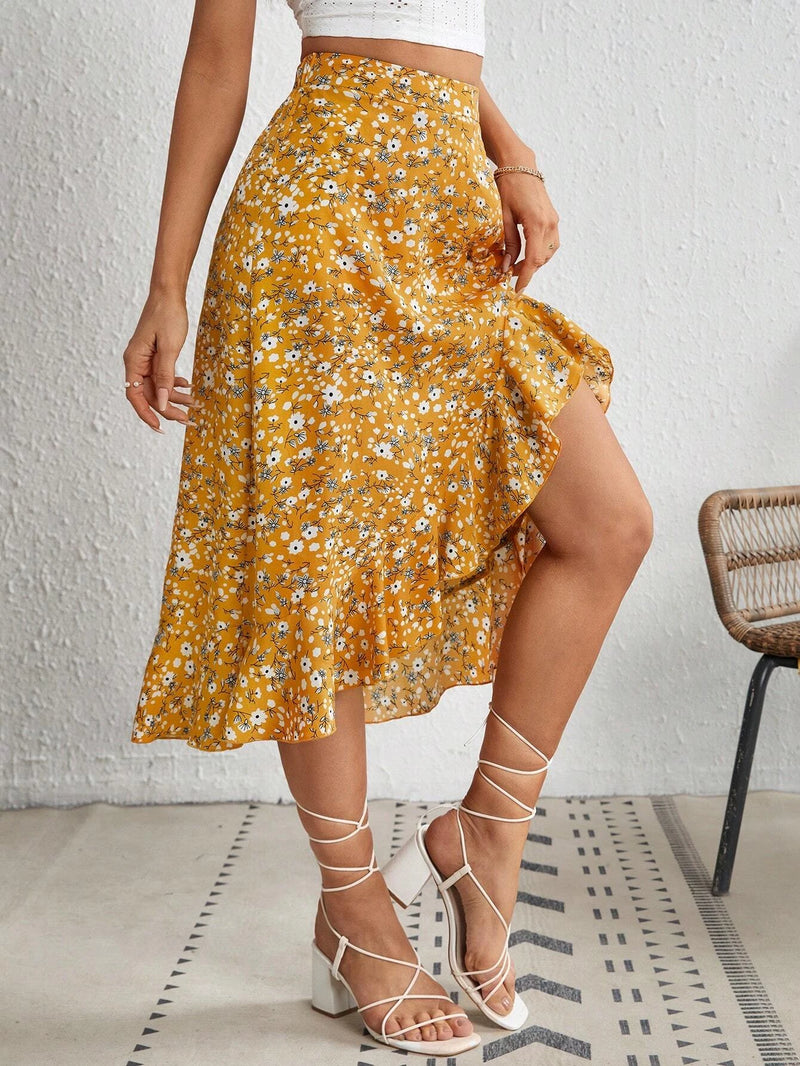 Saia Flor de Cetim - Tiffani Moda Feminina