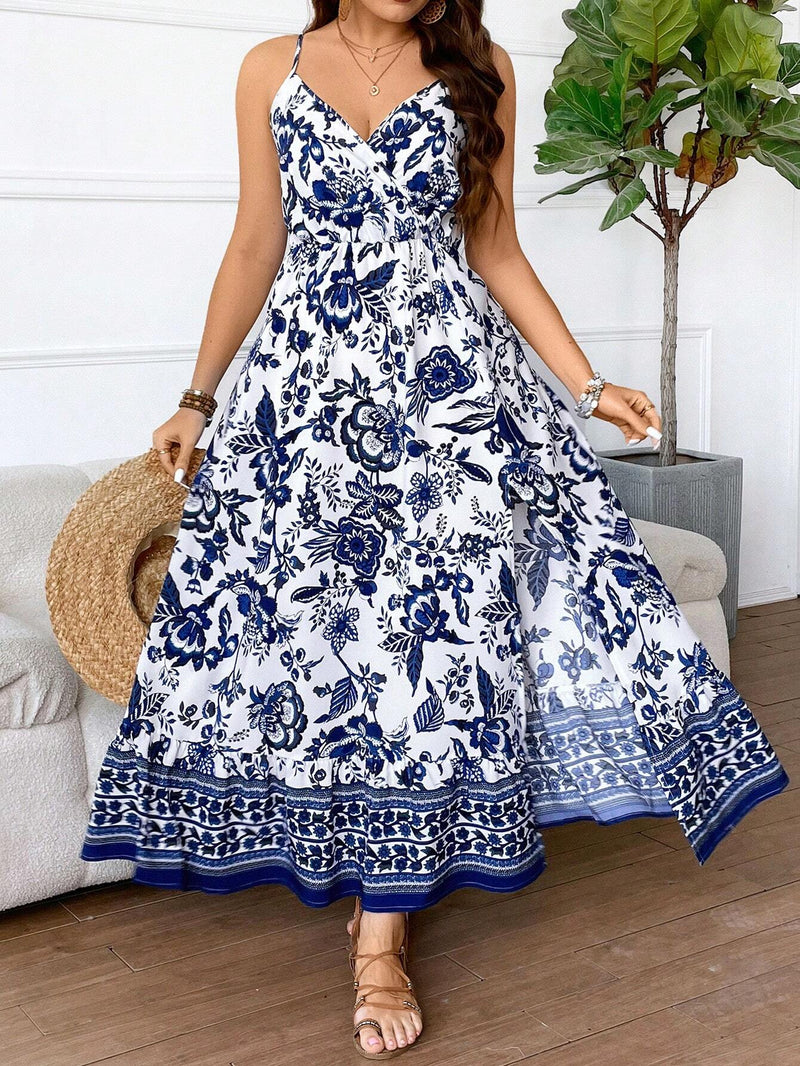 Vestido Encantador Byann com Estampa Floral Longo Plus-Size - Tiffani Moda Feminina