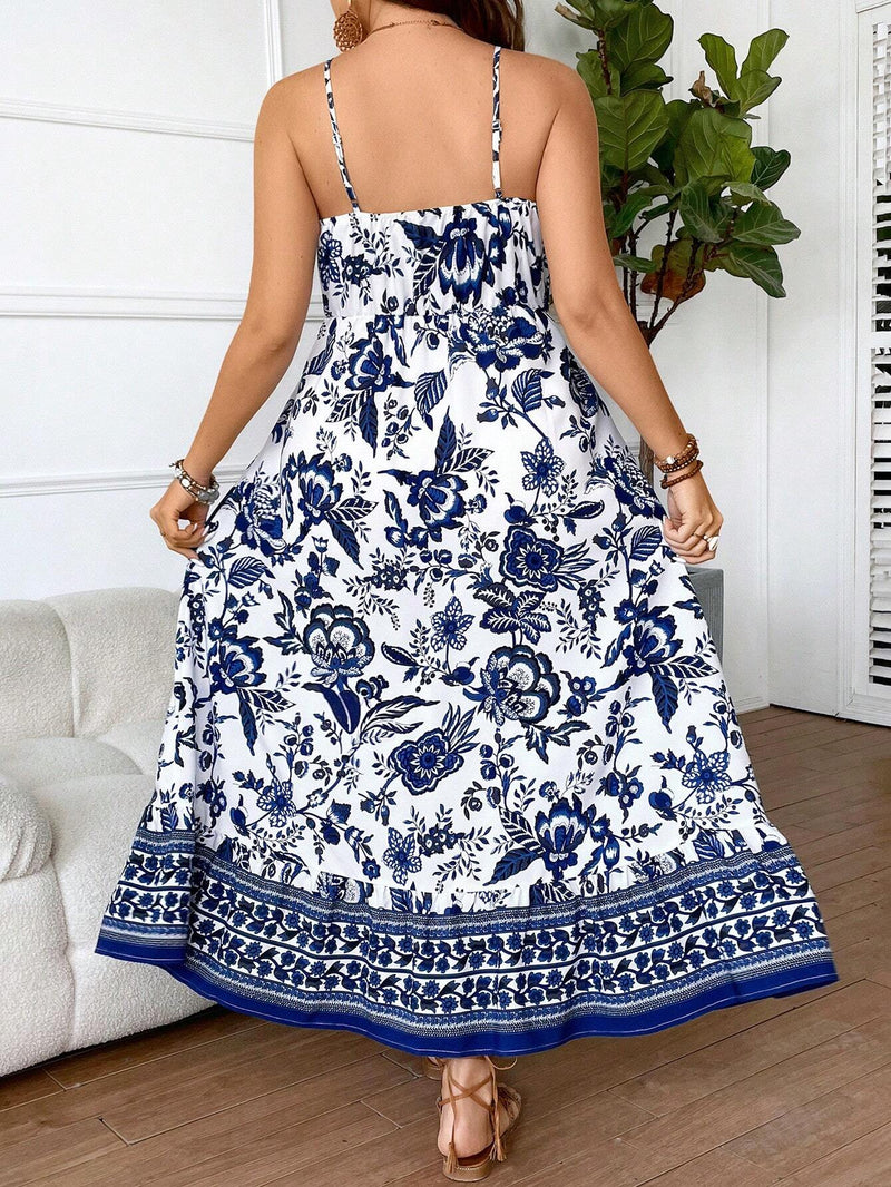 Vestido Encantador Byann com Estampa Floral Longo Plus-Size - Tiffani Moda Feminina