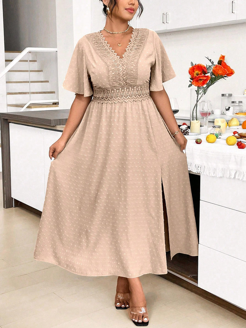 Vestido Vivar Manga Curta Com Renda E Babados