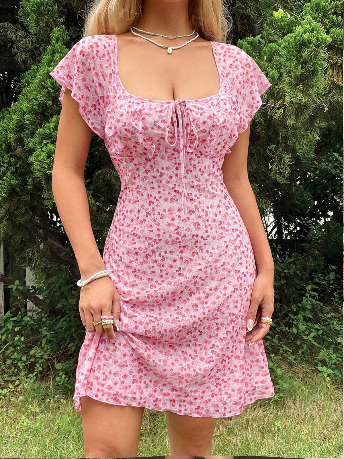 Vestido Paris Floral babado - Tiffani Moda Feminina