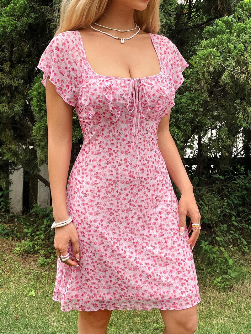 Vestido Paris Floral babado - Tiffani Moda Feminina