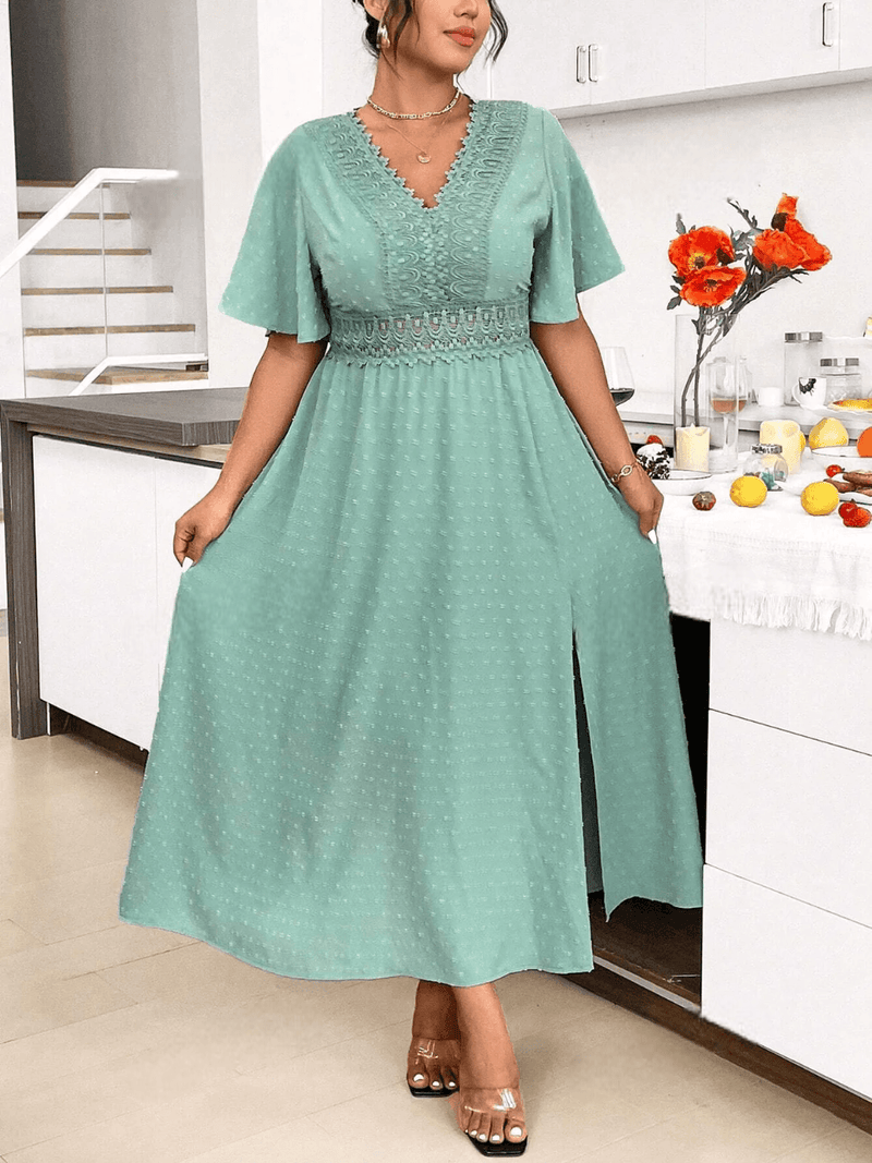 Vestido Vivar Manga Curta Com Renda E Babados - Tiffani Moda Feminina