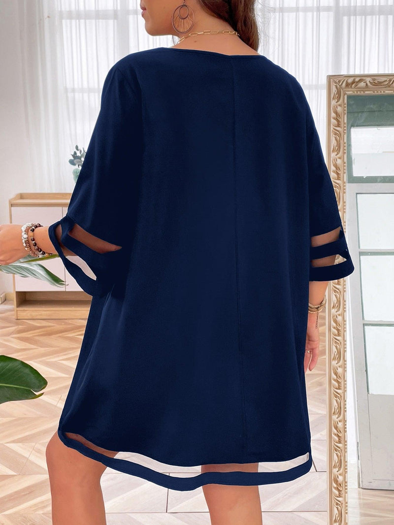 Vestido Lilo de túnica malha de contraste - Tiffani Moda Feminina