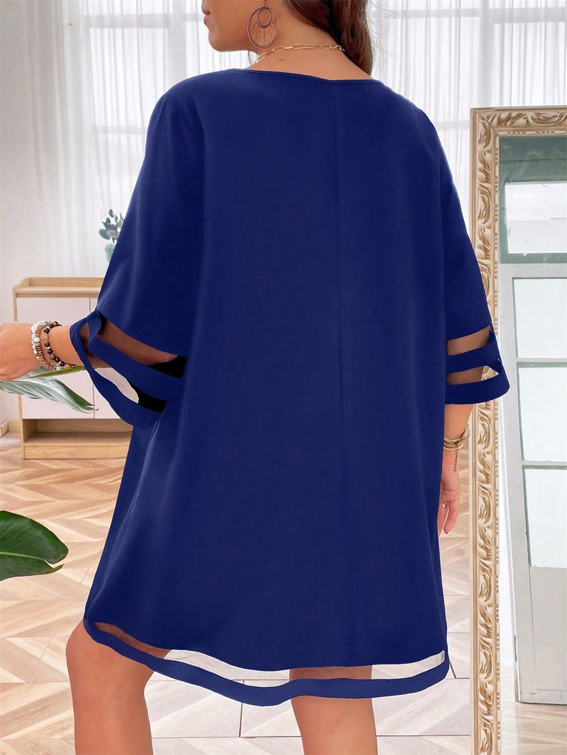 Vestido Lilo de túnica malha de contraste - Tiffani Moda Feminina