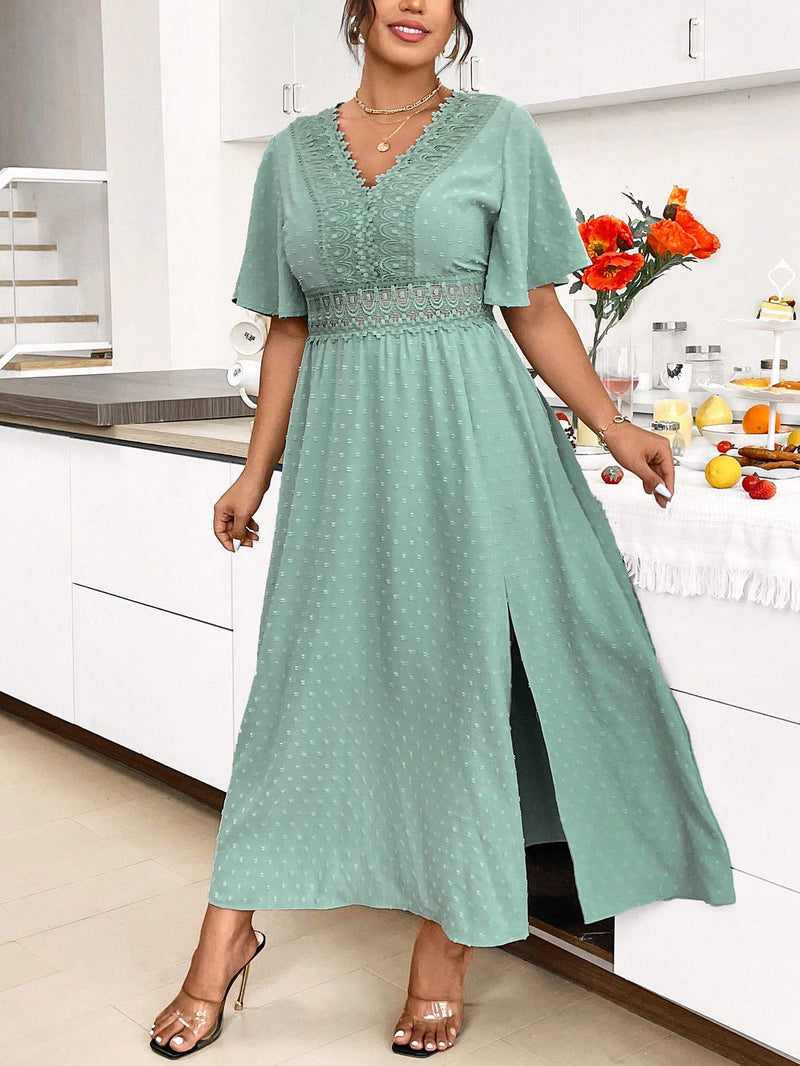 Vestido Vivar Manga Curta Com Renda E Babados